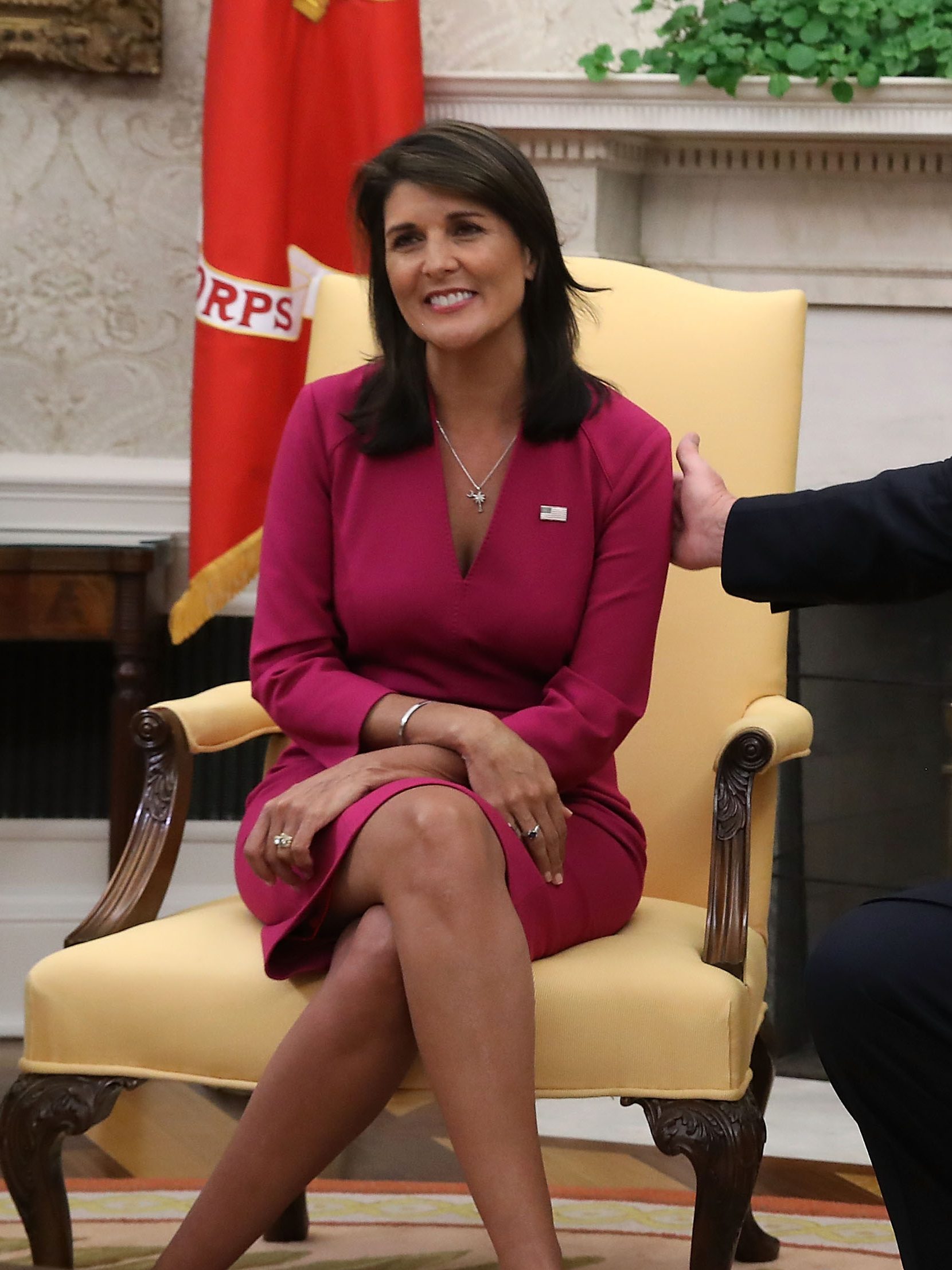WASHINGTON, DC - OCTOBER 09:  U.S. President Donald Trump announces that he has accepted the resignation of Nikki Haley as US Ambassador to the United Nations, in the Oval Office on October 9, 2018 in Washington, DC. President Trump said that Haley will leave her post by the end of the year.  (Photo by Mark Wilson/Getty Images)
