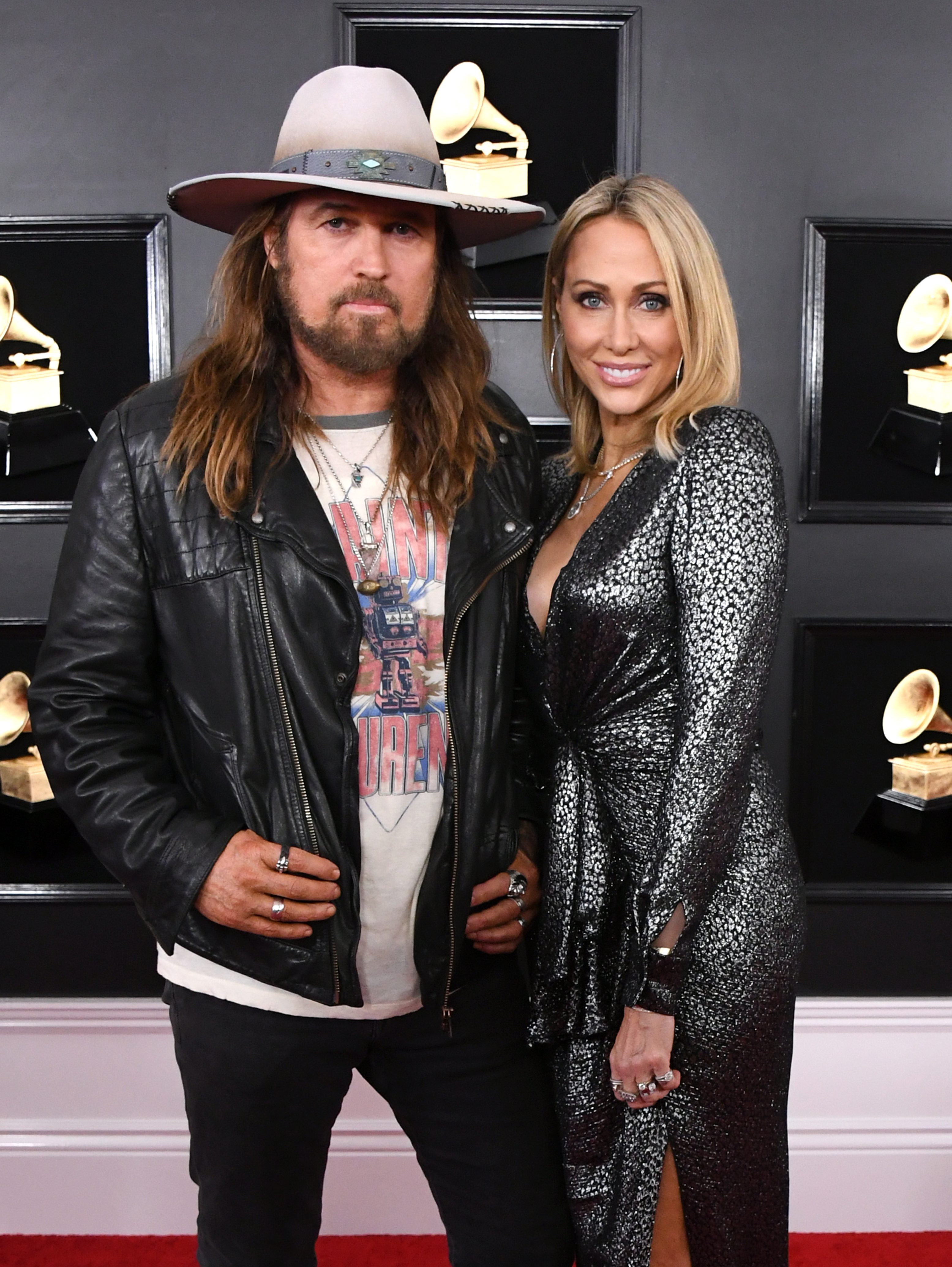Billy Ray Cyrus and Tish Cyrus attend the 61st Annual GRAMMY Awards