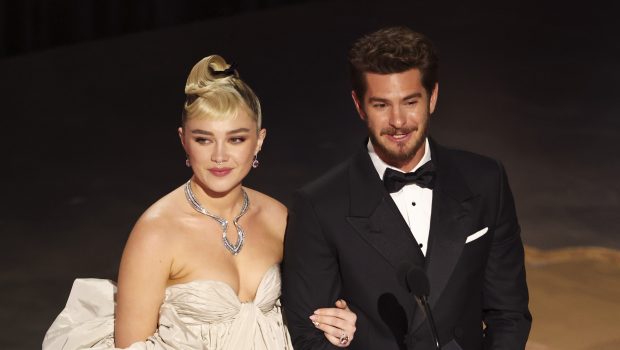 Florence Pugh and Andrew Garfield at the 95th Annual Academy Awards held at Dolby Theatre on March 12, 2023 in Los Angeles, California. (Photo by Rich Polk/Variety via Getty Images)