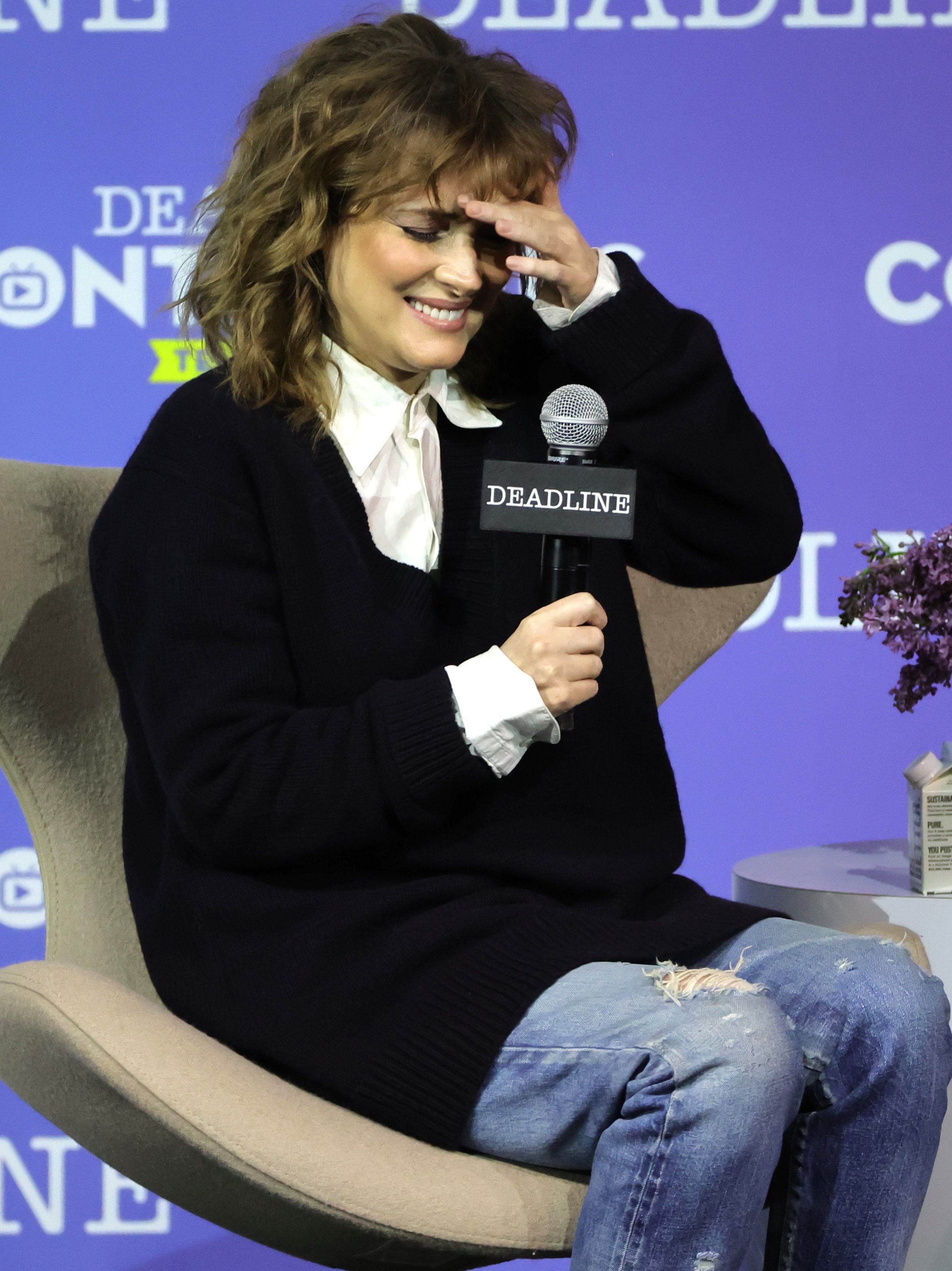 LOS ANGELES, CALIFORNIA - APRIL 10: Actor Winona Ryder speaks onstage during Netflix's 'Stranger Things' panel during Deadline Contenders Television at Paramount Studios on April 10, 2022 in Los Angeles, California. (Photo by Kevin Winter/Getty Images for Deadline Hollywood )