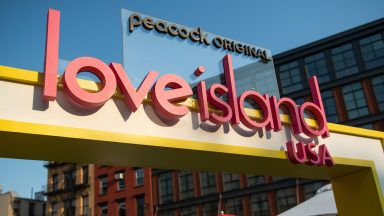 NEW YORK, NEW YORK - JULY 20: A view of the "Love Island USA" logo during a season 4 photo call at Gansevoort Plaza on July 20, 2022 in New York City. (Photo by Noam Galai/Getty Images)