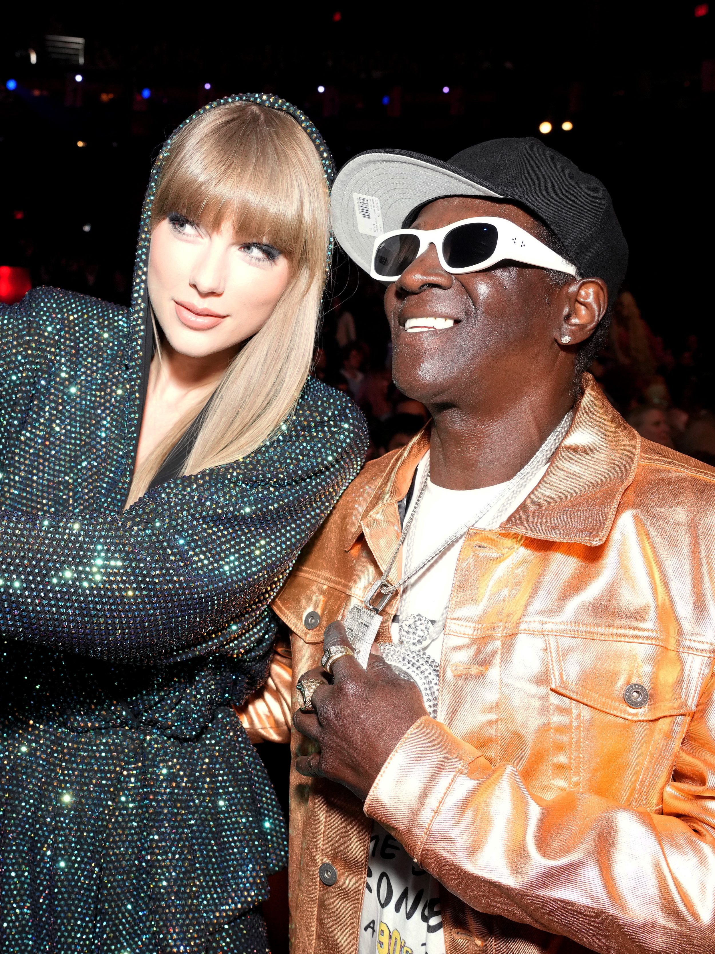 LOS ANGELES, CALIFORNIA - MARCH 27: (FOR EDITORIAL USE ONLY) (L-R) Taylor Swift and Flavor Flav attend the 2023 iHeartRadio Music Awards at Dolby Theatre in Los Angeles, California on March 27, 2023. Broadcasted live on FOX. (Photo by Kevin Mazur/Getty Images for iHeartRadio)