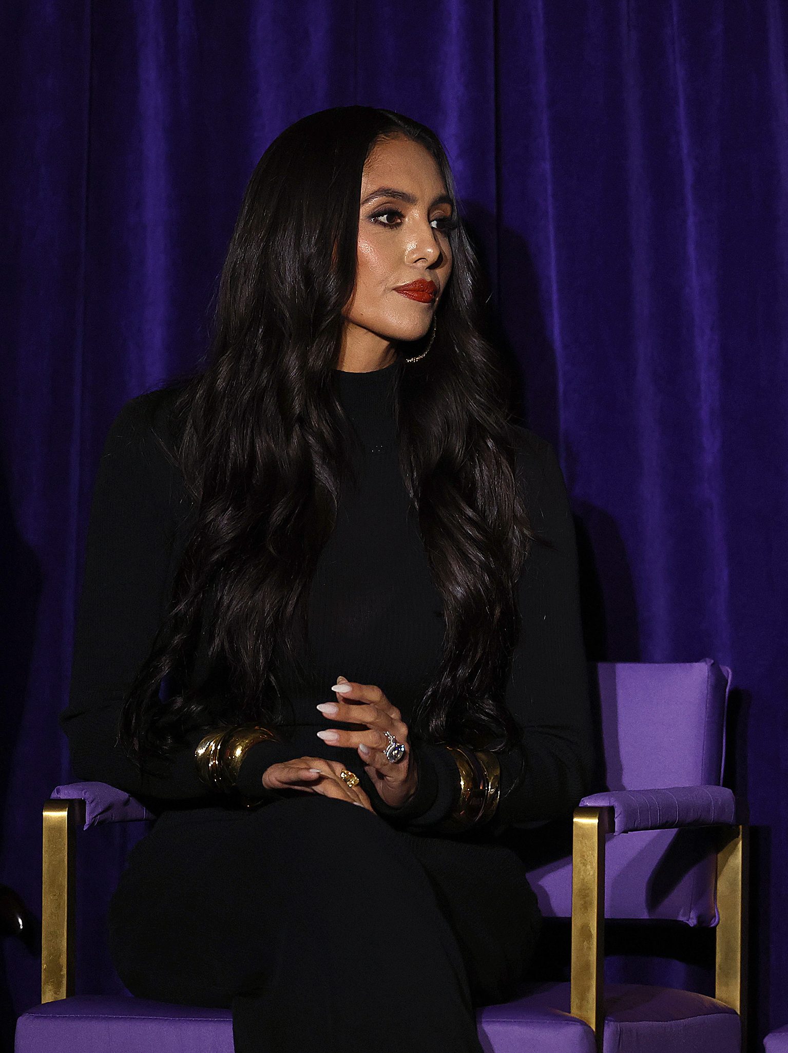 LOS ANGELES, CALIFORNIA - FEBRUARY 08:  Vanessa Bryant during a unveiling ceremony for the Kobe Bryant Statue at Crypto.com Arena on February 08, 2024 in Los Angeles, California.  NOTE TO USER: User expressly acknowledges and agrees that, by downloading and/or using this photograph, user is consenting to the terms and conditions of the Getty Images License Agreement.  (Photo by Ronald Martinez/Getty Images)