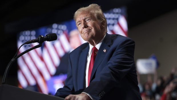 RICHMOND, VIRGINIA - MARCH 02: Republican presidential candidate and former President Donald Trump speaks during a Get Out the Vote Rally March 2, 2024 in Richmond, Virginia. Sixteen states, including Virginia, will vote during Super Tuesday on March 5. (Photo by Win McNamee/Getty Images)