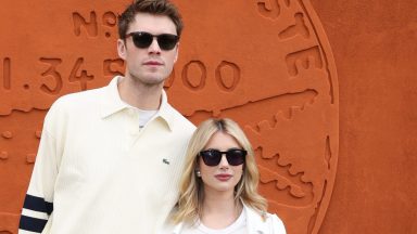 Cody John and Emma Roberts at the Lacoste Womenswear Fall/Winter 2024-2025 show