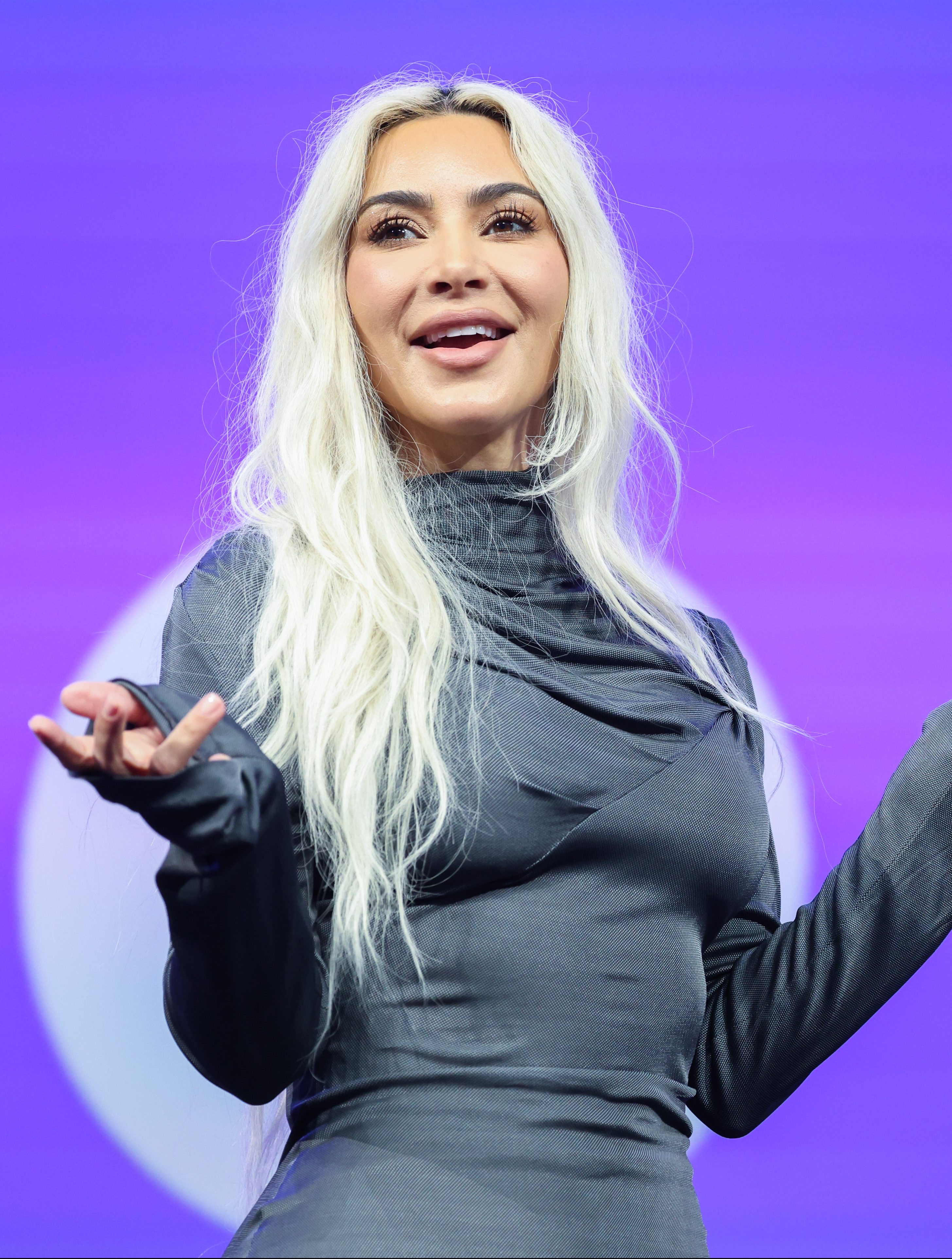 Kim Kardashian speaks at the OMR digital and marketing trade fair.