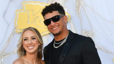 KANSAS CITY, MISSOURI - JUNE 13: Brittany and Patrick Mahomes arrive on the red carpet prior to the Kansas City Chiefs Super Bowl Ring Ceremony at the Nelson-Atkins Museum of Art on June 13, 2024 in Kansas City, Missouri. (Photo by Fernando Leon/Getty Images)