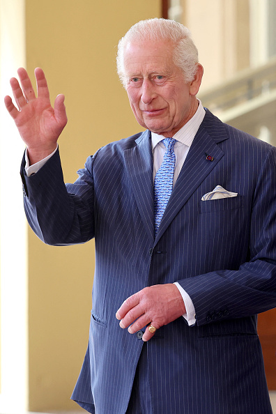 Britain's King Charles III waves as he formally bid farewell to Japan's Emperor Naruhito and Empress Masako at Buckingham Palace in London on June 27, 2024 on the final day of their three-day State Visit to Britain. (Photo by Chris Jackson / POOL / AFP) (Photo by CHRIS JACKSON/POOL/AFP via Getty Images)