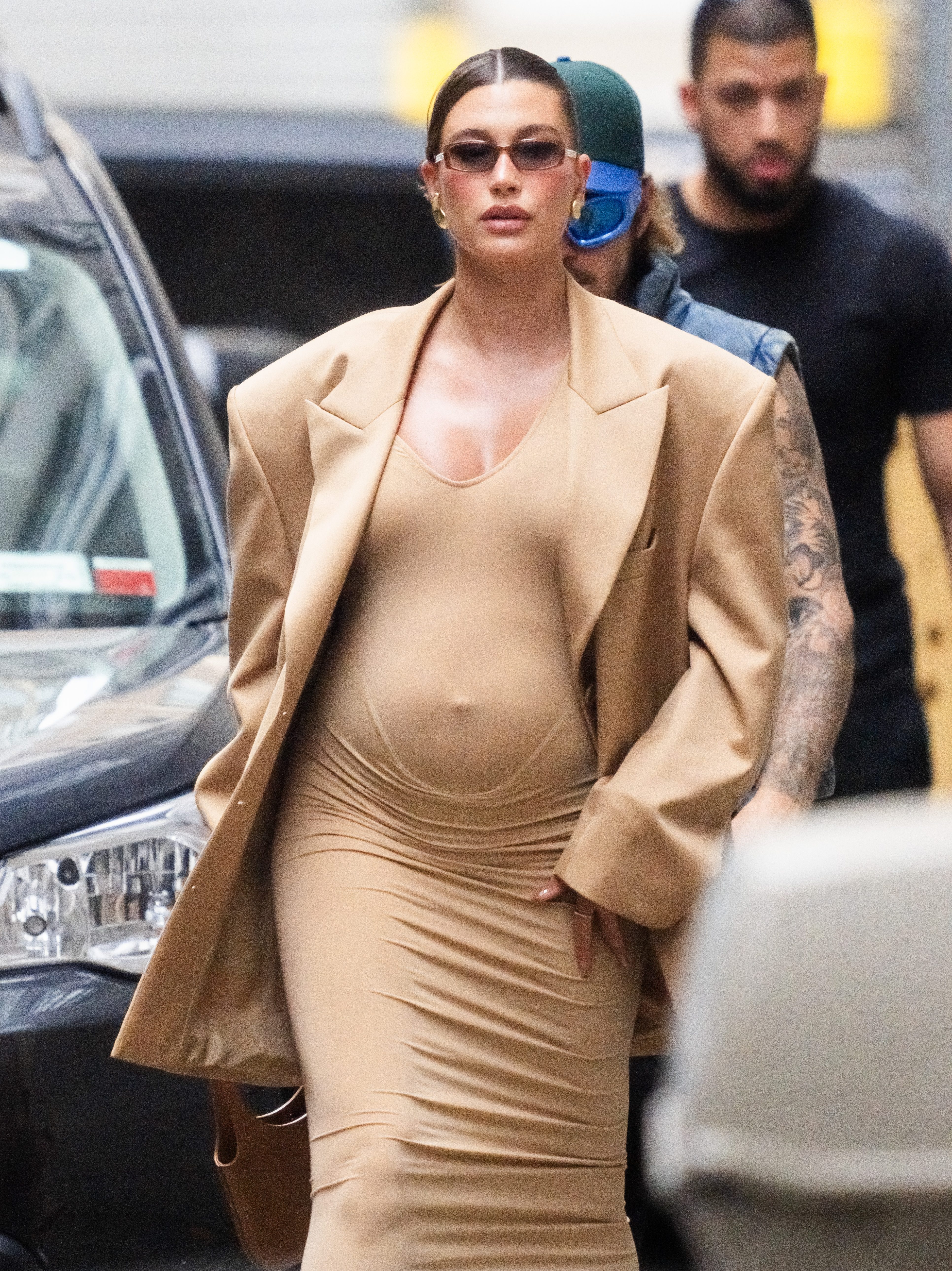 NEW YORK, NEW YORK - JUNE 23: Hailey Bieber is seen in Tribeca on June 23, 2024 in New York City. (Photo by Gotham/GC Images)
