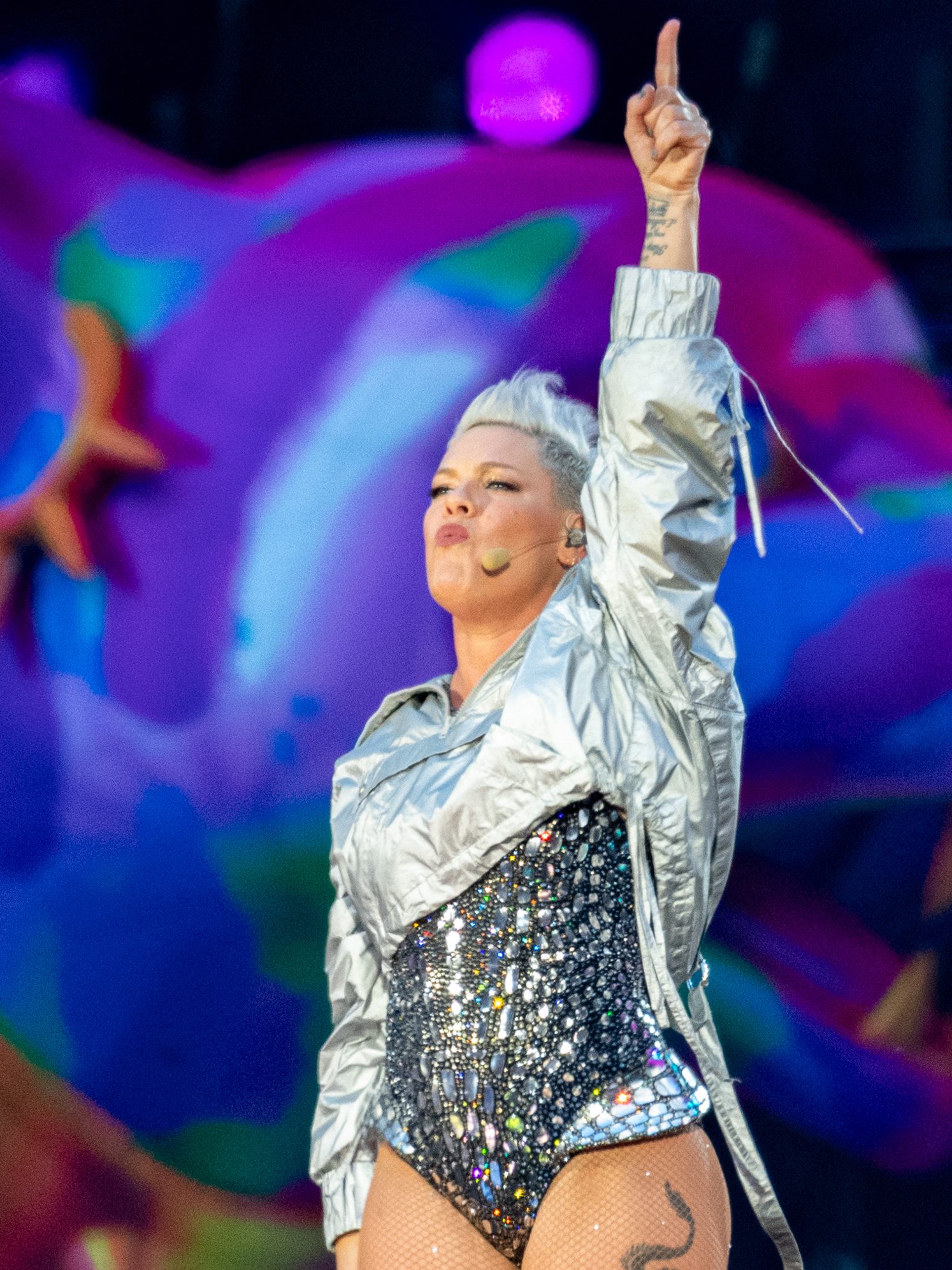 GLASGOW, SCOTLAND - JUNE 28: P!nk performs on stage at Hampden Park on June 28, 2024 in Glasgow, Scotland.  (Photo by Roberto Ricciuti/Redferns)