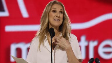 LAS VEGAS, NEVADA - JUNE 28: Celine Dion announces Ivan Demidov as the fifth overall pick by the Montreal Canadiens in the first round of the 2024 NHL Draft at Sphere on June 28, 2024 in Las Vegas, Nevada. (Photo by Bruce Bennett/Getty Images)