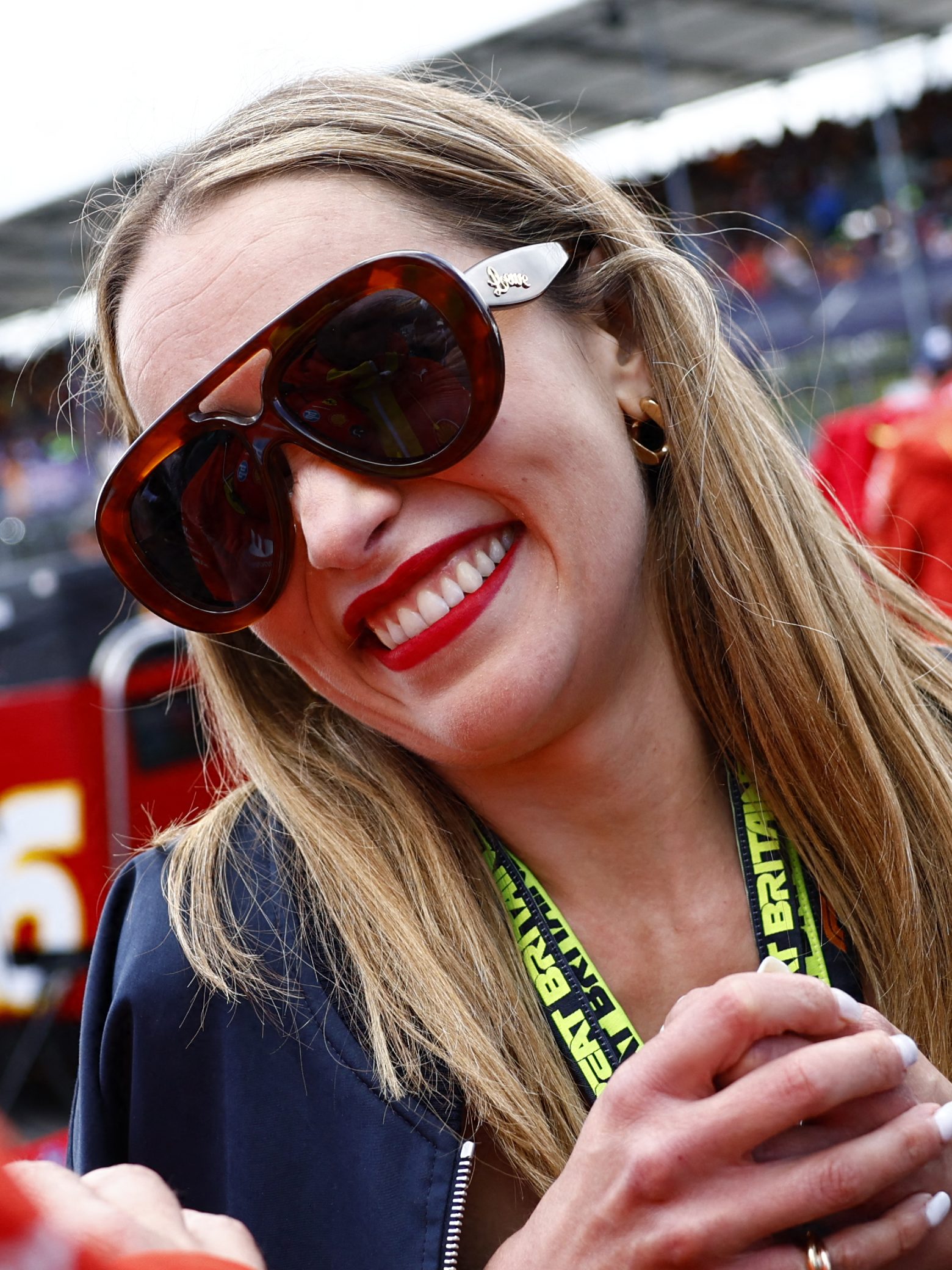 British actress Emilia Clarke attends the Formula One British Grand Prix at the Silverstone motor racing circuit in Silverstone, central England, on July 7, 2024. (Photo by BENJAMIN CREMEL / AFP) (Photo by BENJAMIN CREMEL/AFP via Getty Images)