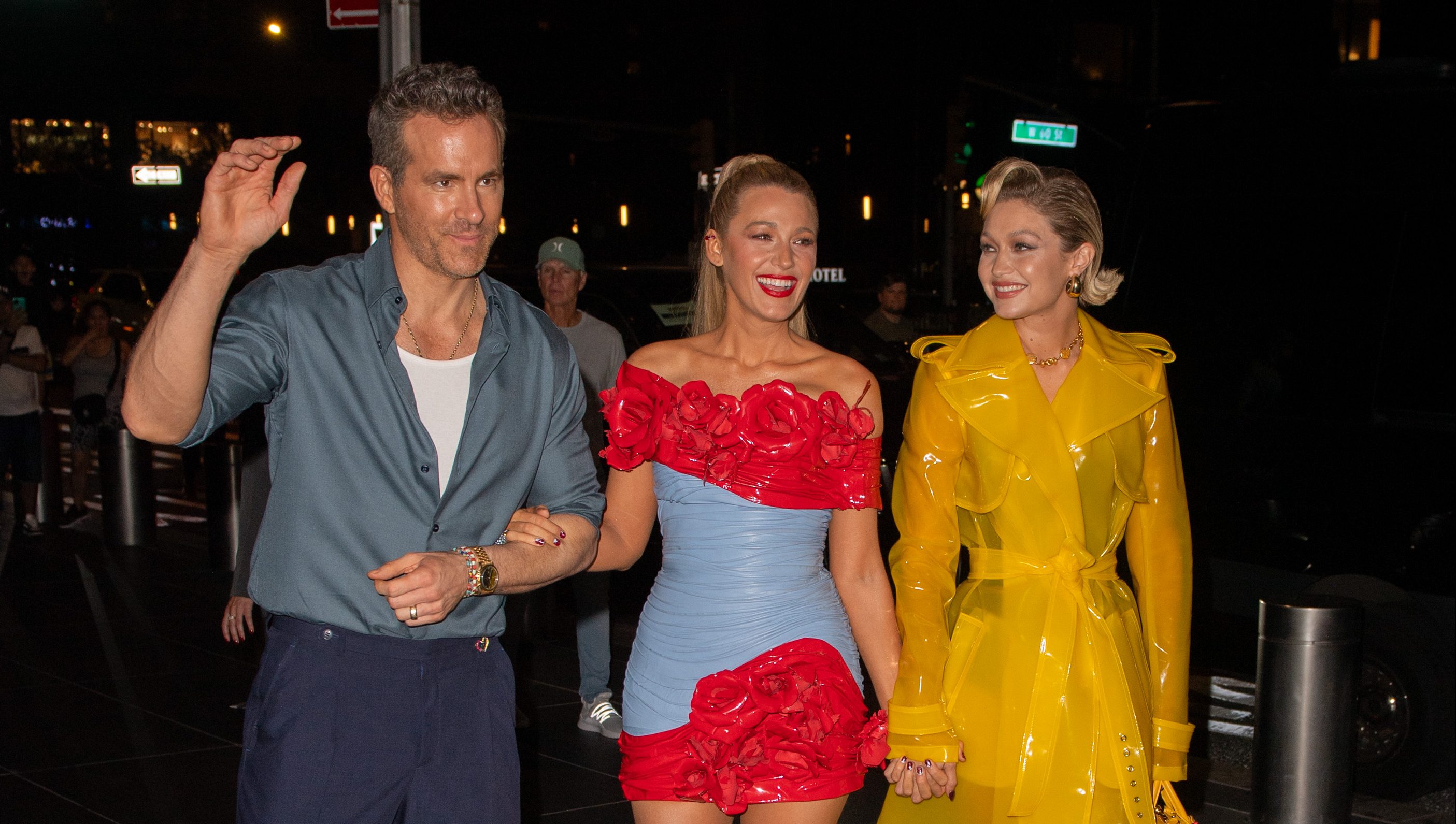 Ryan Reynolds, Blake Lively and Gigi Hadid attend the afterparty for "Deadpool & Wolverine" on July 22, 2024 in New York City. (Photo by DAMEBK/Bauer-Griffin/GC Images)