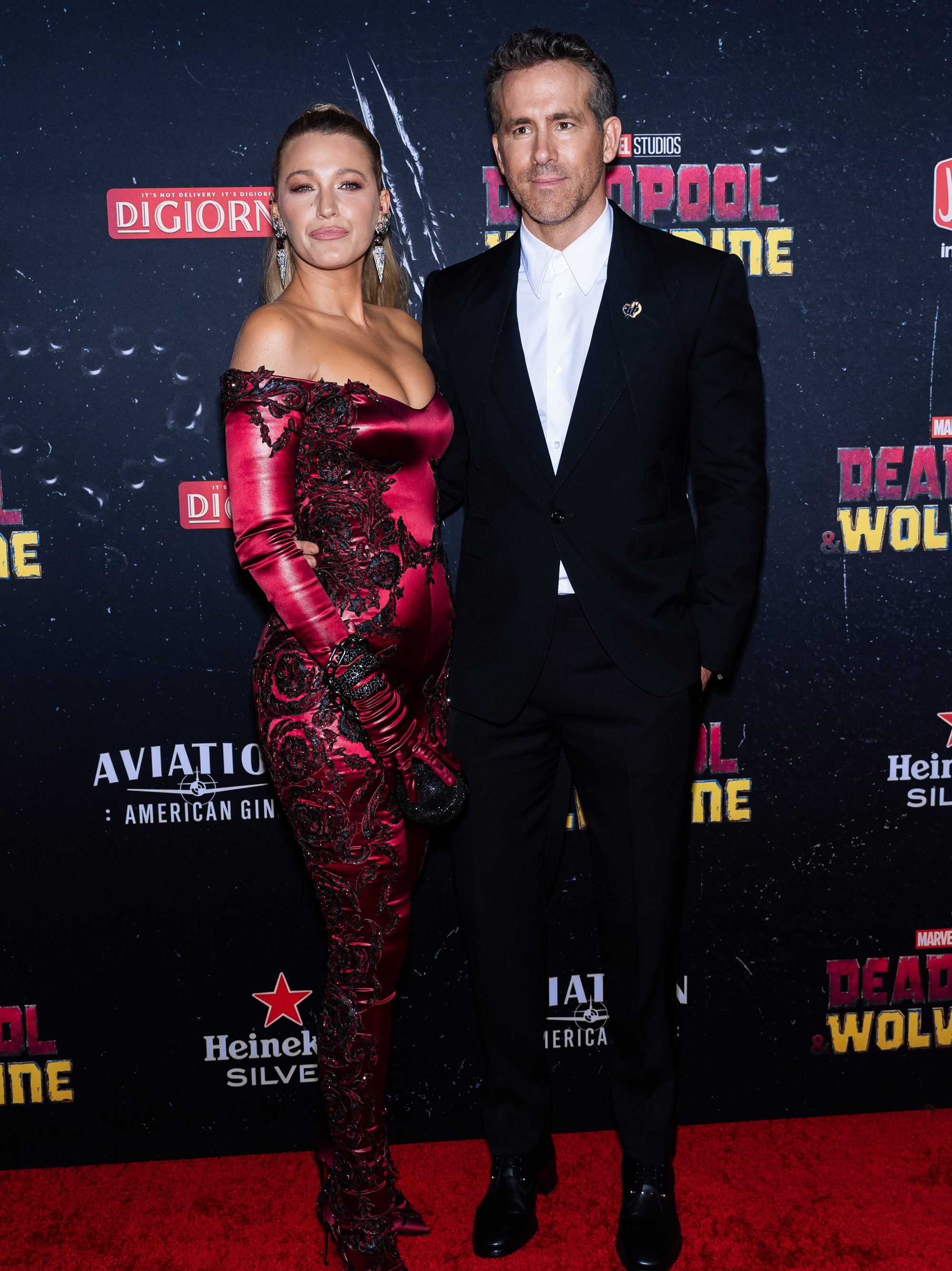 NEW YORK, NEW YORK - JULY 22: Blake Lively (L) and Ryan Reynolds attend the "Deadpool & Wolverine" New York Premiere at the David Koch Theater at Lincoln Center on July 22, 2024 in New York City. (Photo by Gotham/GC Images)