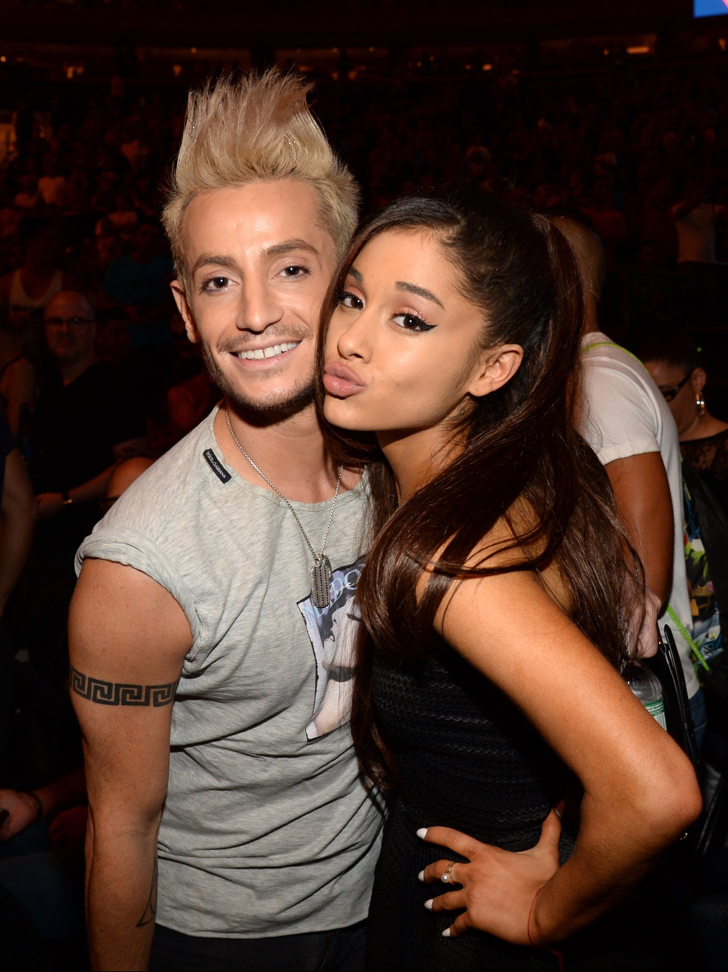 NEW YORK, NY - SEPTEMBER 16:  (Exclusive Coverage) Frankie J Grande and Ariana Grande pose before Madonna performs onstage during her "Rebel Heart" tour at Madison Square Garden on September 16, 2015 in New York City.  (Photo by Kevin Mazur/Getty Images for Live Nation)