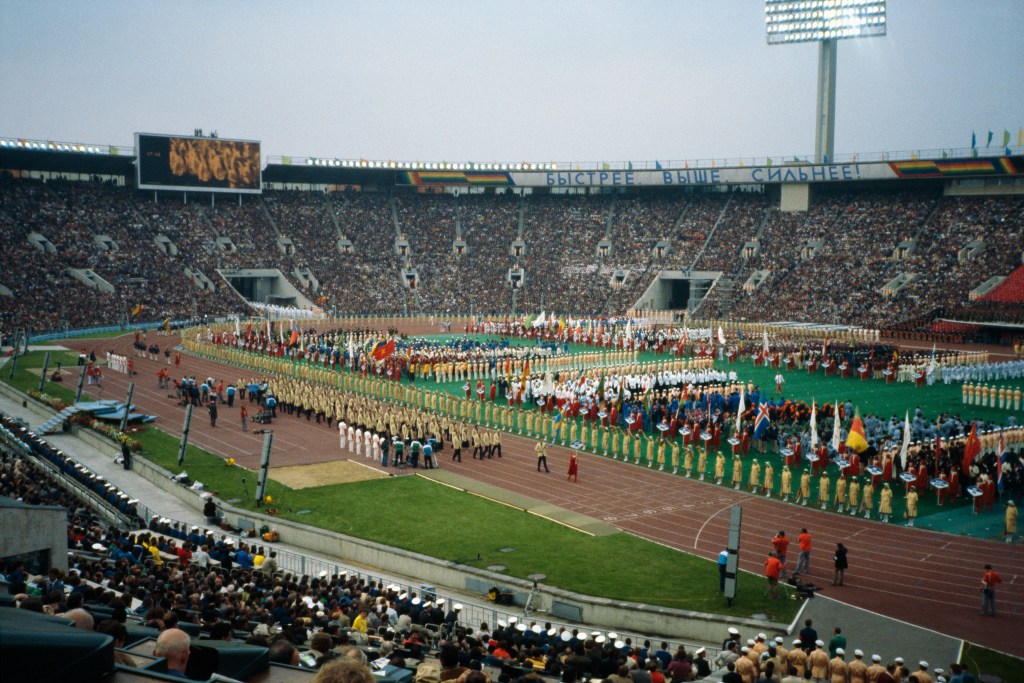 Opening Ceremony of the 1980 Summer Olympic Games. (Photo by Giuliano Bevilacqua/Sygma via Getty Images)