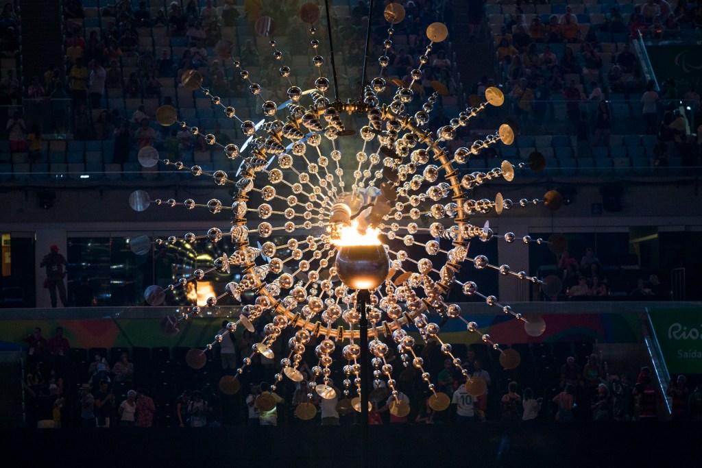 The Olympic Caldron is seen during the closing ceremony of the Rio 2016 Paralympic Games at the Maracana stadium in Rio de Janeiro on September 18, 2016. (Photo by Mauro Ujetto/NurPhoto via Getty Images)