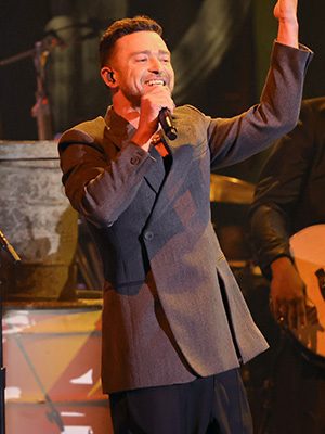 Justin Timberlake performing on tour in 2024