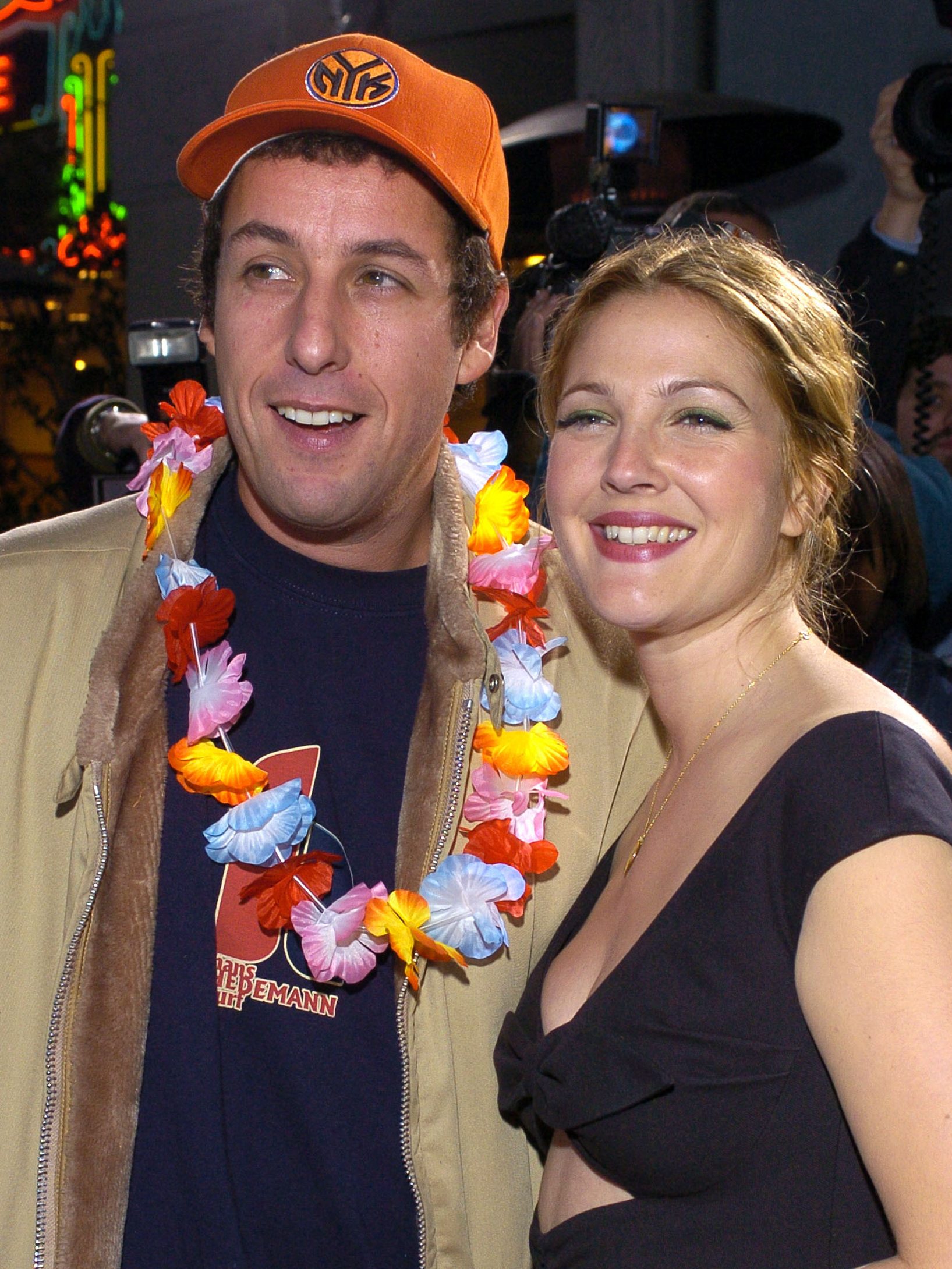 Adam Sandler and Drew Barrymore during "50 First Dates" Premiere - Red Carpet at Mann Village Theatre in Westwood, California, United States. (Photo by L. Cohen/WireImage)