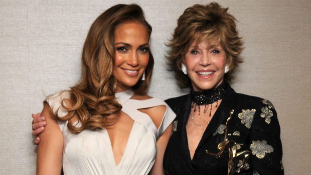 BEVERLY HILLS, CA - JUNE 04: Jennifer Lopez and honoree Jane Fonda pose at The UCLA Longevity Center's 20th Anniversary ICON Awards Gala at The Beverly Hilton hotel on June 4, 2011 in Beverly Hills, California. (Photo by Mark Sullivan/WireImage)