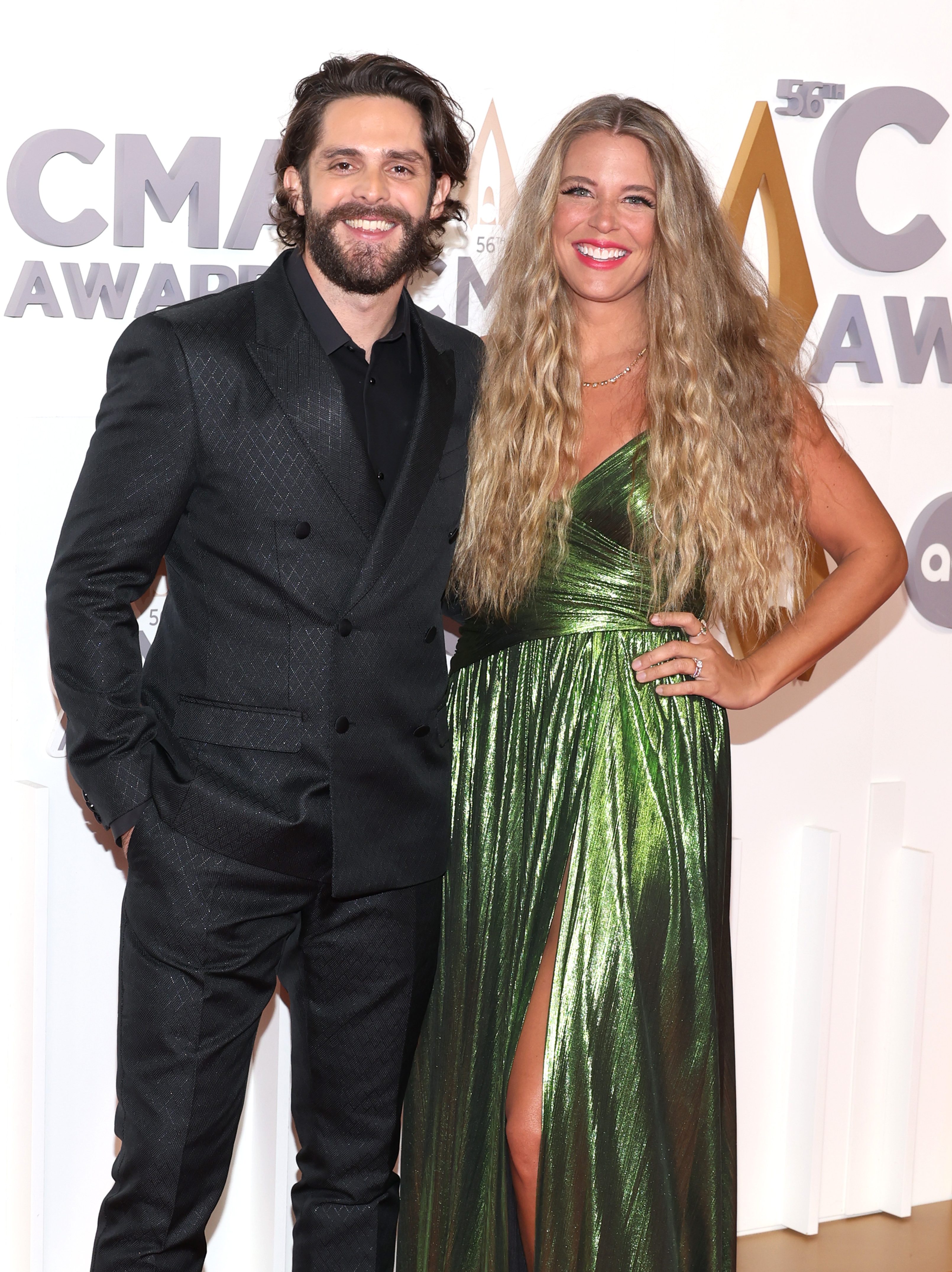 NASHVILLE, TENNESSEE - NOVEMBER 09: Thomas Rhett and Lauren Akins attend The 56th Annual CMA Awards at Bridgestone Arena on November 09, 2022 in Nashville, Tennessee. (Photo by Jason Kempin/Getty Images)