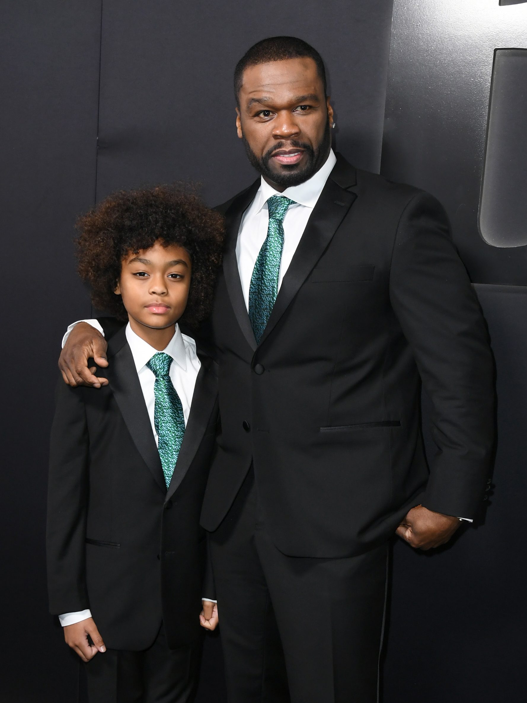 HOLLYWOOD, CALIFORNIA - JANUARY 05: Curtis "50 Cent" Jackson (R) and Sire Jackson attend the red carpet premiere of Starz "BMF" Season 2 at TCL Chinese Theatre on January 05, 2023 in Hollywood, California. (Photo by JC Olivera/Getty Images)