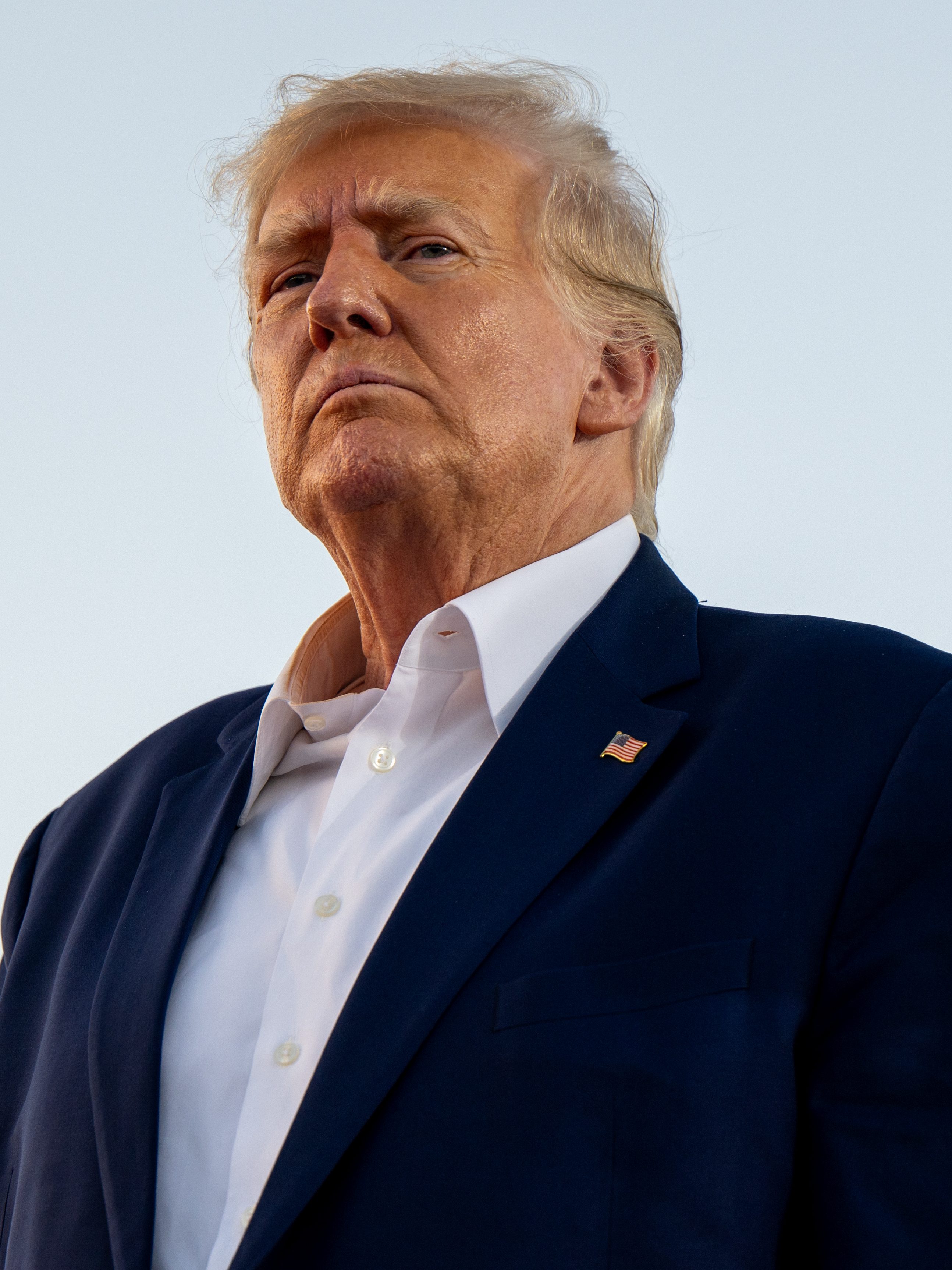 Donald Trump looks on during a rally