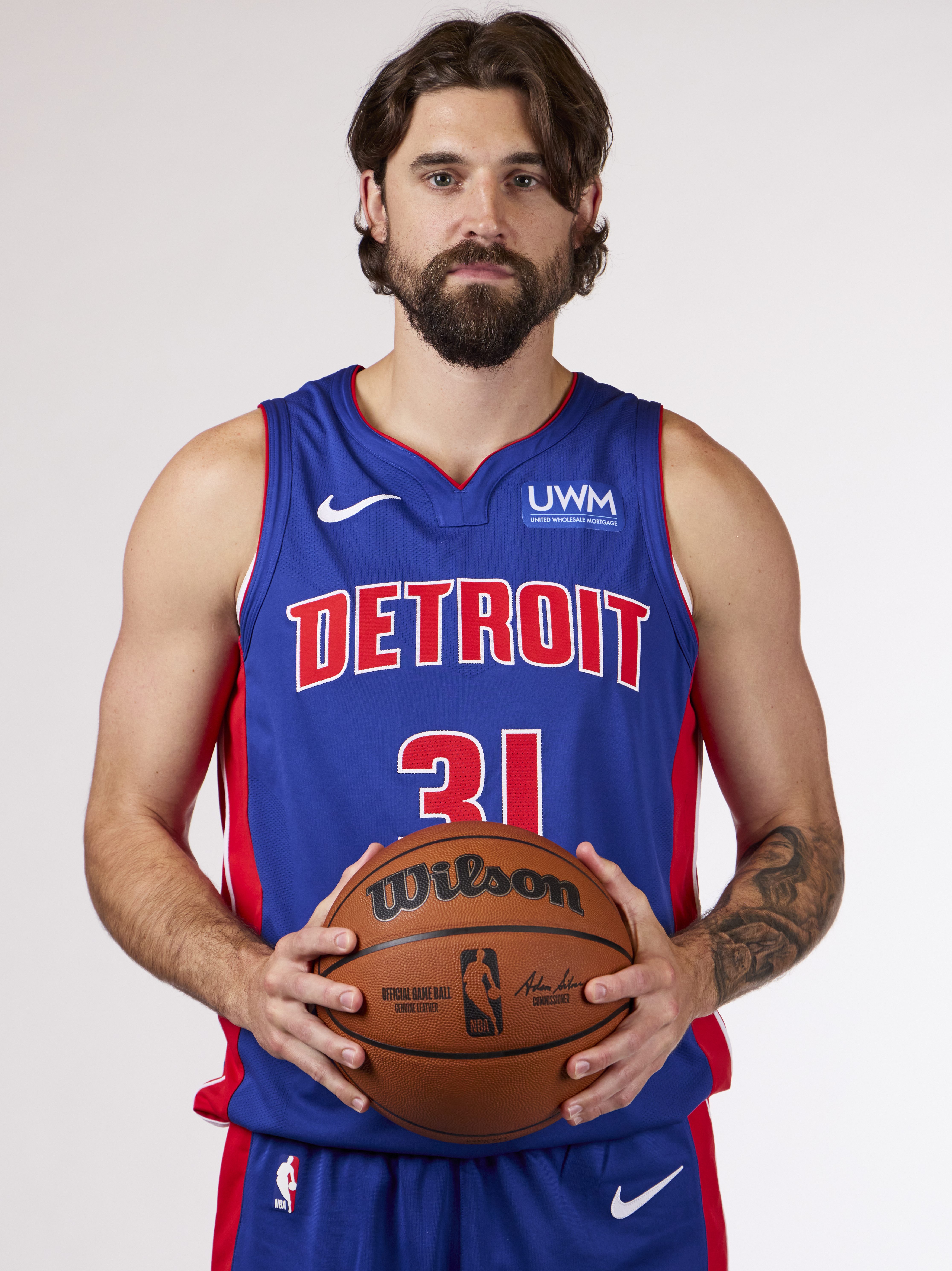 DETROIT, MICHIGAN - OCTOBER 02: Joe Harris #31 of the Detroit Pistons at Little Caesars Arena on October 02, 2023 in Detroit, Michigan. NOTE TO USER: User expressly acknowledges and agrees that, by downloading and/or using this photograph, user is consenting to the terms and conditions of the Getty Images License Agreement. (Photo by Rick Osentoski/Getty Images)