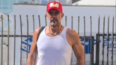 LOS ANGELES, CA - OCTOBER 14: Mauricio Umanksy is seen arriving at the 'Dancing With The Stars' rehearsals on October 14, 2023 in Los Angeles, California. (Photo by MEGA/GC Images)