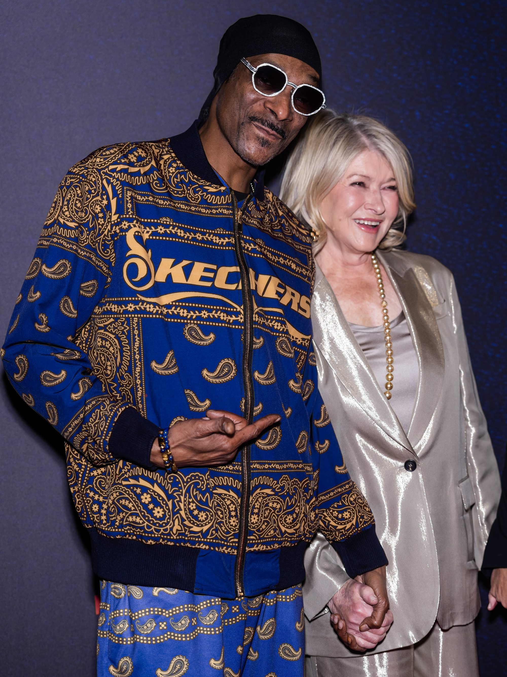 NEW YORK, NEW YORK - NOVEMBER 29: Snoop Dogg (L) and Martha Stewart attend the 37th Annual Footwear News Achievement Awards at Cipriani South Street on November 29, 2023 in New York City. (Photo by Gotham/WireImage)