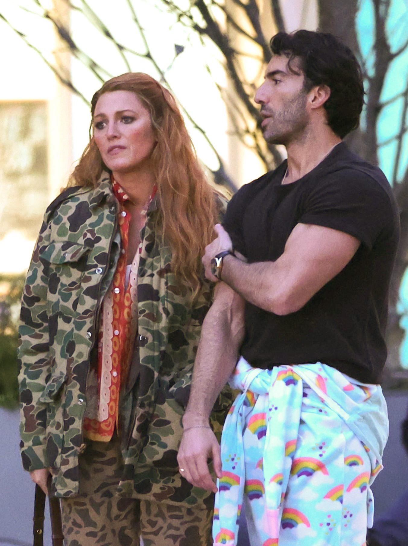 JERSEY CITY, NJ - JANUARY 12: Blake Lively and Justin Baldoni are seen on the set of "It Ends with Us" on January 12, 2024 in Jersey City, New Jersey.  (Photo by Jose Perez/Bauer-Griffin/GC Images)