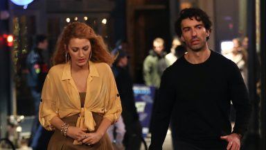 Blake Lively and Justin Baldoni are seen on the set of 'It Ends with Us'