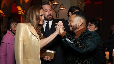 HOLLYWOOD, CALIFORNIA - FEBRUARY 13:  (L-R) Jennifer Lopez, Ben Affleck, and Benny Medina attend the after party for the Los Angeles premiere of Amazon MGM Studios "This Is Me...Now: A Love Story" on February 13, 2024 in Hollywood, California. (Photo by Monica Schipper/GA/The Hollywood Reporter via Getty Images)