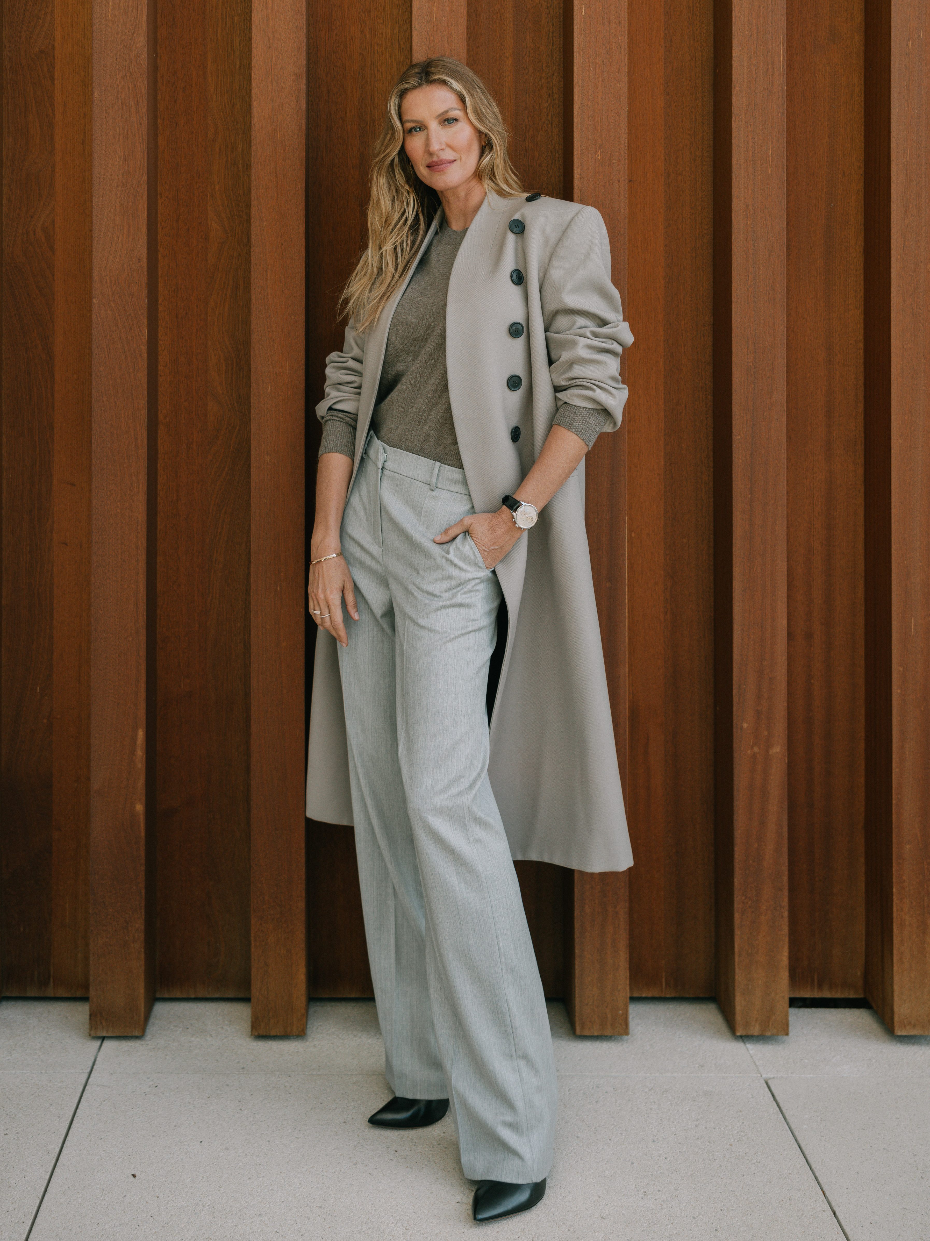 SCHAFFHAUSEN, SWITZERLAND - APRIL 10:  Gisele Bundchen looks on during a tour of the IWC Manufacturing Centre on April 10, 2024 in Schaffhausen, Switzerland. (Photo by Remy Steiner/Getty Images for IWC Schaffhausen)