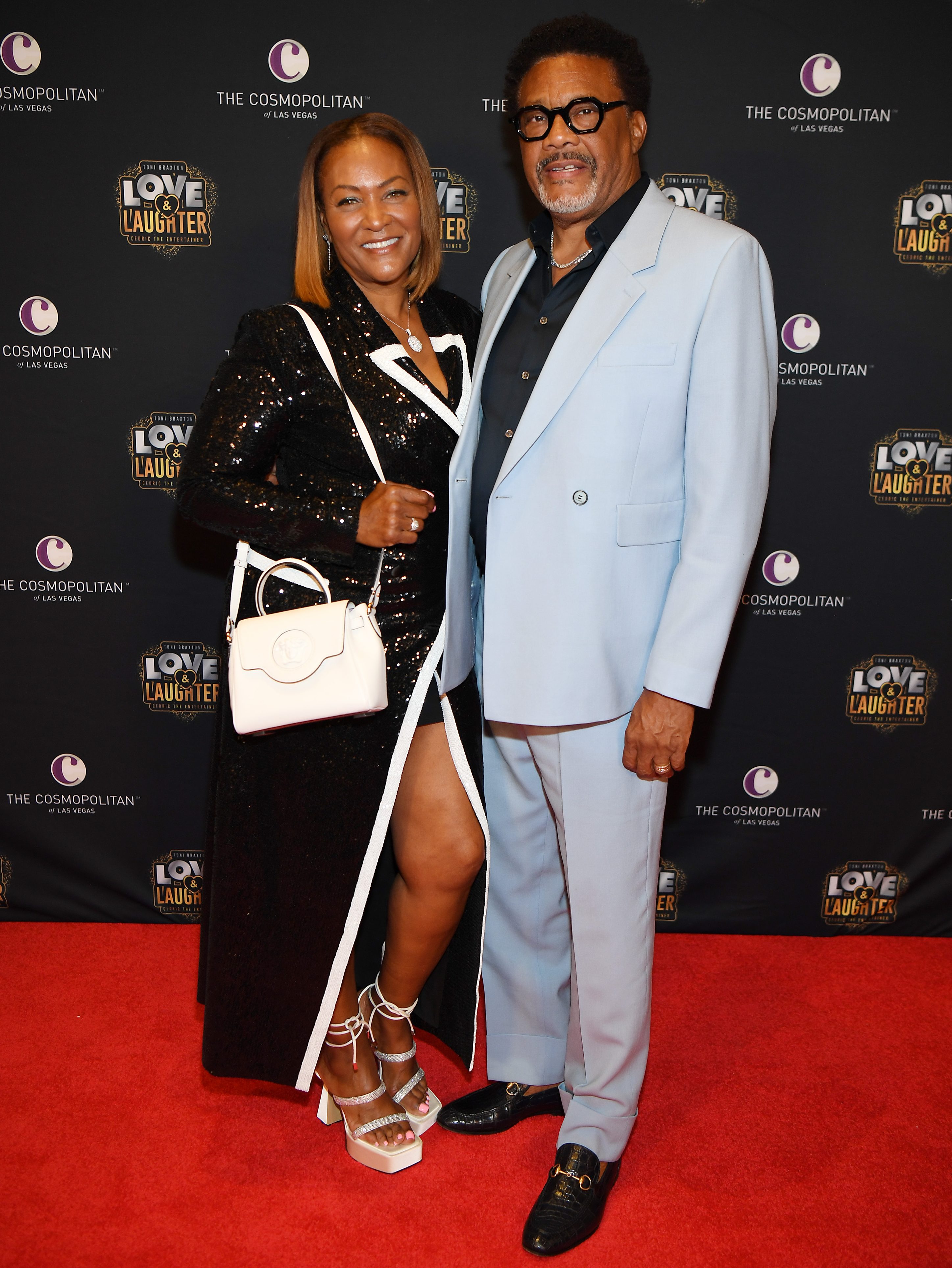 LAS VEGAS, NEVADA - APRIL 27:  Linda Reese and Judge Greg Mathis arrive at the opening of Love & Laughter at The Cosmopolitan of Las Vegas on April 27, 2024 in Las Vegas, Nevada. (Photo by Denise Truscello/Getty Images for The Chelsea at The Cosmopolitan of Las Vegas)