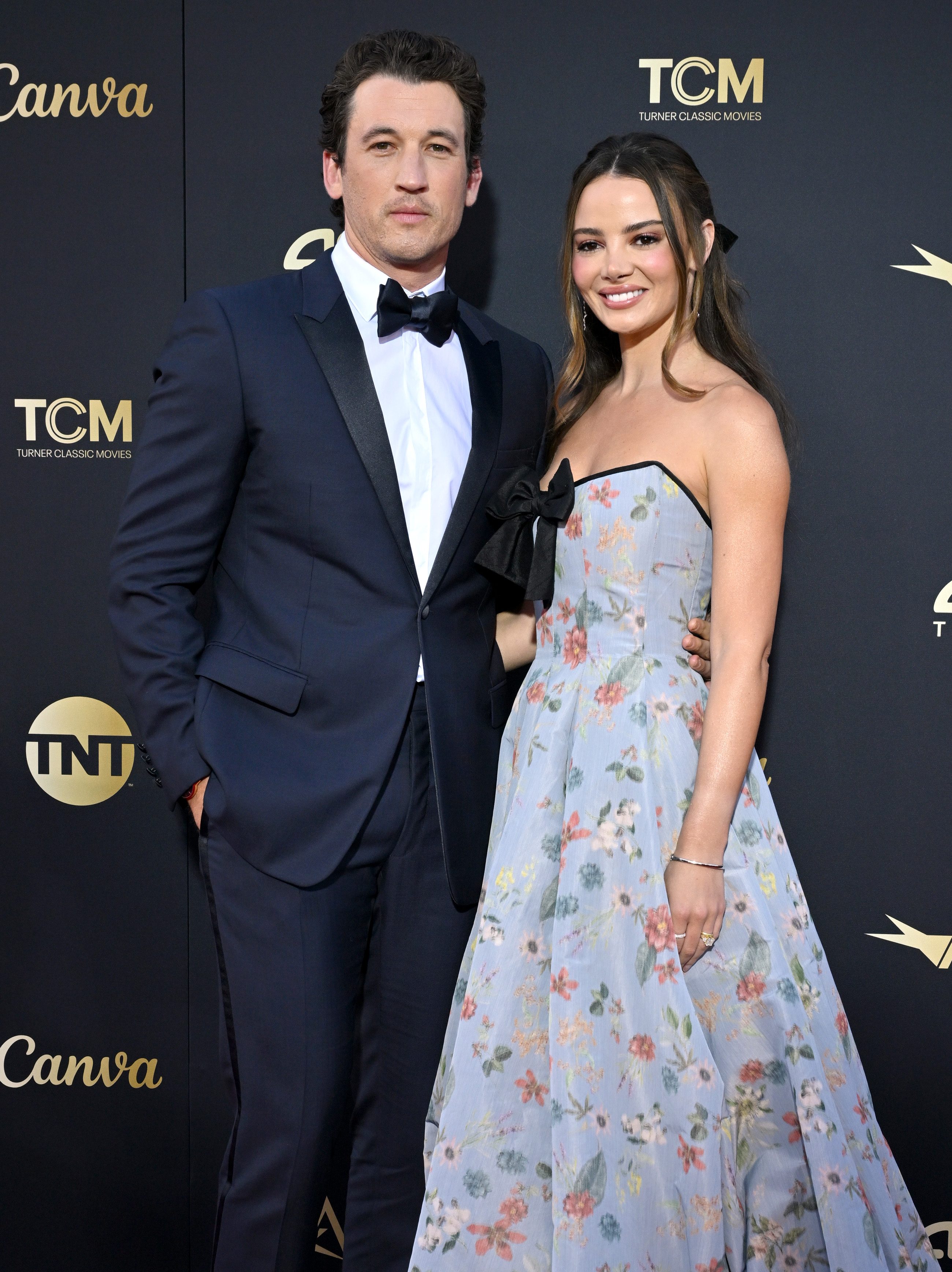 HOLLYWOOD, CALIFORNIA - APRIL 27: Miles Teller and Keleigh Sperry Teller attend the 49th AFI Life Achievement Award Gala Tribute Celebrating Nicole Kidman at Dolby Theatre on April 27, 2024 in Hollywood, California. (Photo by Axelle/Bauer-Griffin/FilmMagic)