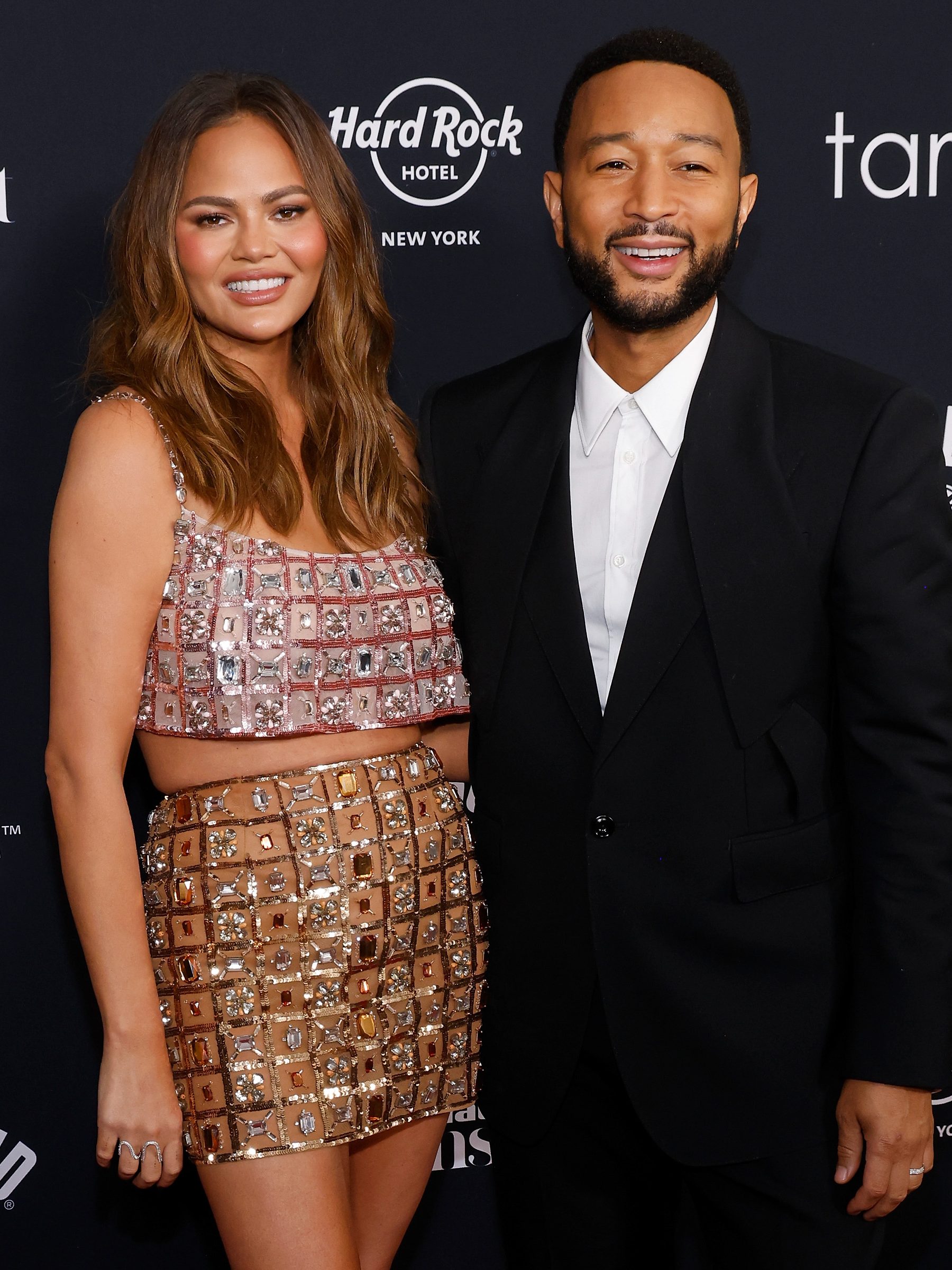 NEW YORK, NEW YORK - MAY 16: Chrissy Teigen and John Legend attend the 2024 Sports Illustrated Swimsuit Launch Party at Hard Rock Hotel on May 16, 2024 in New York City. (Photo by Taylor Hill/WireImage)