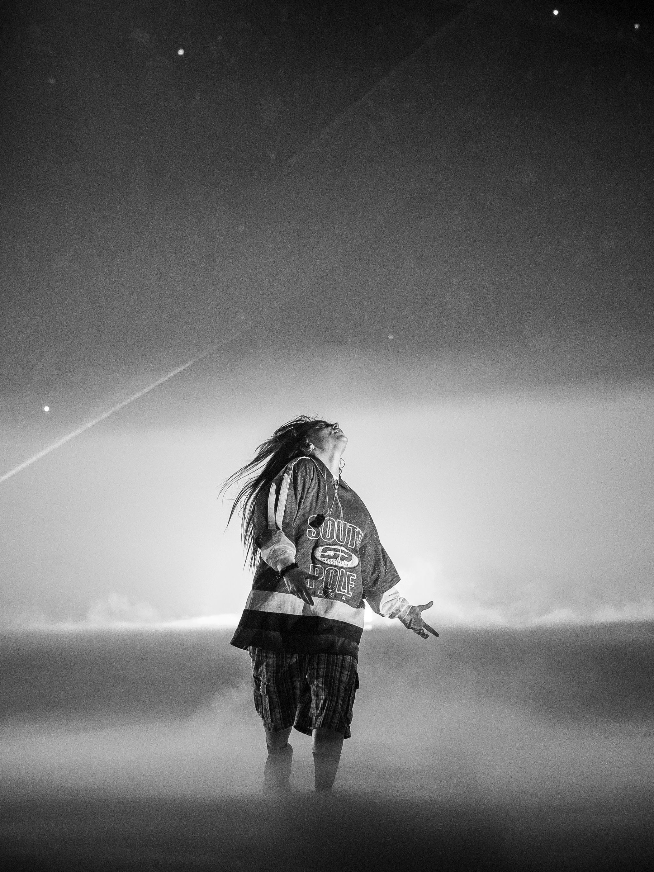 INGLEWOOD, CALIFORNIA - MAY 16: (EDITORS NOTE: Image has been converted to black and white) Billie Eilish hosts a listening party for her new album "Hit Me Hard And Soft" at the Kia Forum on May 16, 2024 in Inglewood, California. (Photo by Emma McIntyre/Getty Images for ABA)