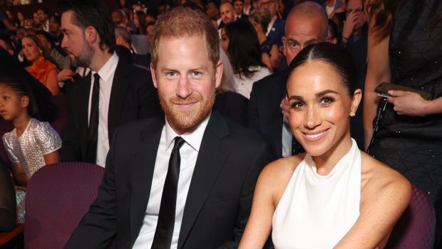HOLLYWOOD, CALIFORNIA - JULY 11: (Exclusive Coverage) (L-R) Prince Harry, Duke of Sussex and Meghan, Duchess of Sussex attend the 2024 ESPY Awards at Dolby Theatre on July 11, 2024 in Hollywood, California. (Photo by Kevin Mazur/Getty Images for W+P)