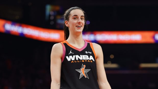 PHOENIX, ARIZONA - JULY 20: Caitlin Clark #22 of Team WNBA looks on in the second half during the 2024 WNBA All Star Game at Footprint Center on July 20, 2024 in Phoenix, Arizona.  (Photo by Alex Slitz/Getty Images)