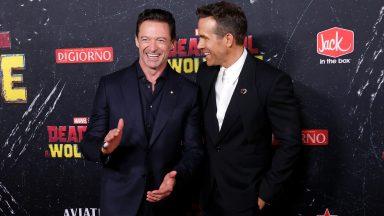 NEW YORK, NEW YORK - JULY 22: Hugh Jackman and Ryan Reynolds attend the world premiere of "Deadpool & Wolverine" at Lincoln Center on July 22, 2024 in New York City. (Photo by Taylor Hill/WireImage)