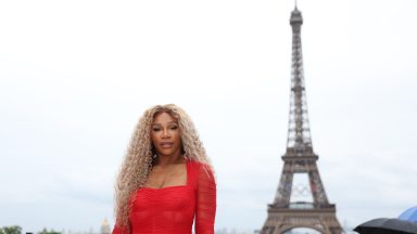 Serena Williams poses for pictures ahead of the opening ceremony of the Paris 2024 Olympics in Paris, France, July 26, 2024. (Photo by Li Ying/Xinhua via Getty Images)