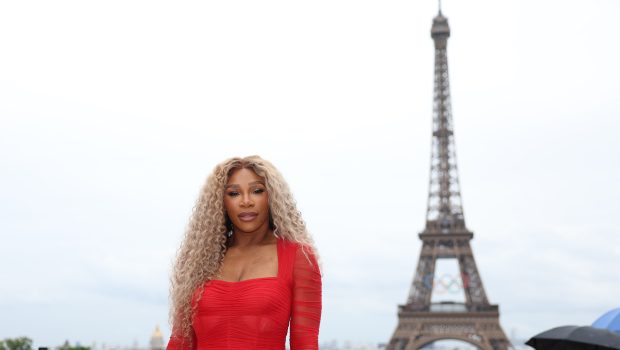 Serena Williams poses for pictures ahead of the opening ceremony of the Paris 2024 Olympics in Paris, France, July 26, 2024. (Photo by Li Ying/Xinhua via Getty Images)