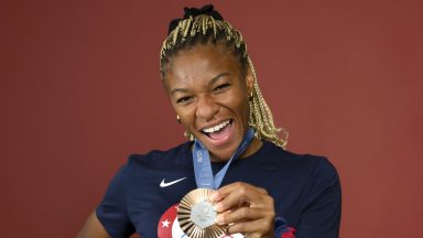 PARIS, FRANCE - JULY 31: (BROADCAST-OUT) Olympian Ariana Ramsey of Team United States poses on the Today Show Set on July 31, 2024 in Paris, France. (Photo by Kristy Sparow/Getty Images)