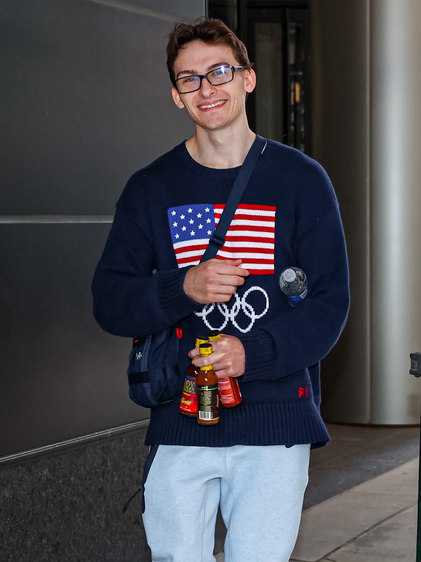 NEW YORK, NY - AUGUST 13: Stephen Nedoroscik is seen exiting 'Watch What Happens Live' on August 13, 2024 in New York City.  (Photo by Jason Howard/Bauer-Griffin/GC Images)