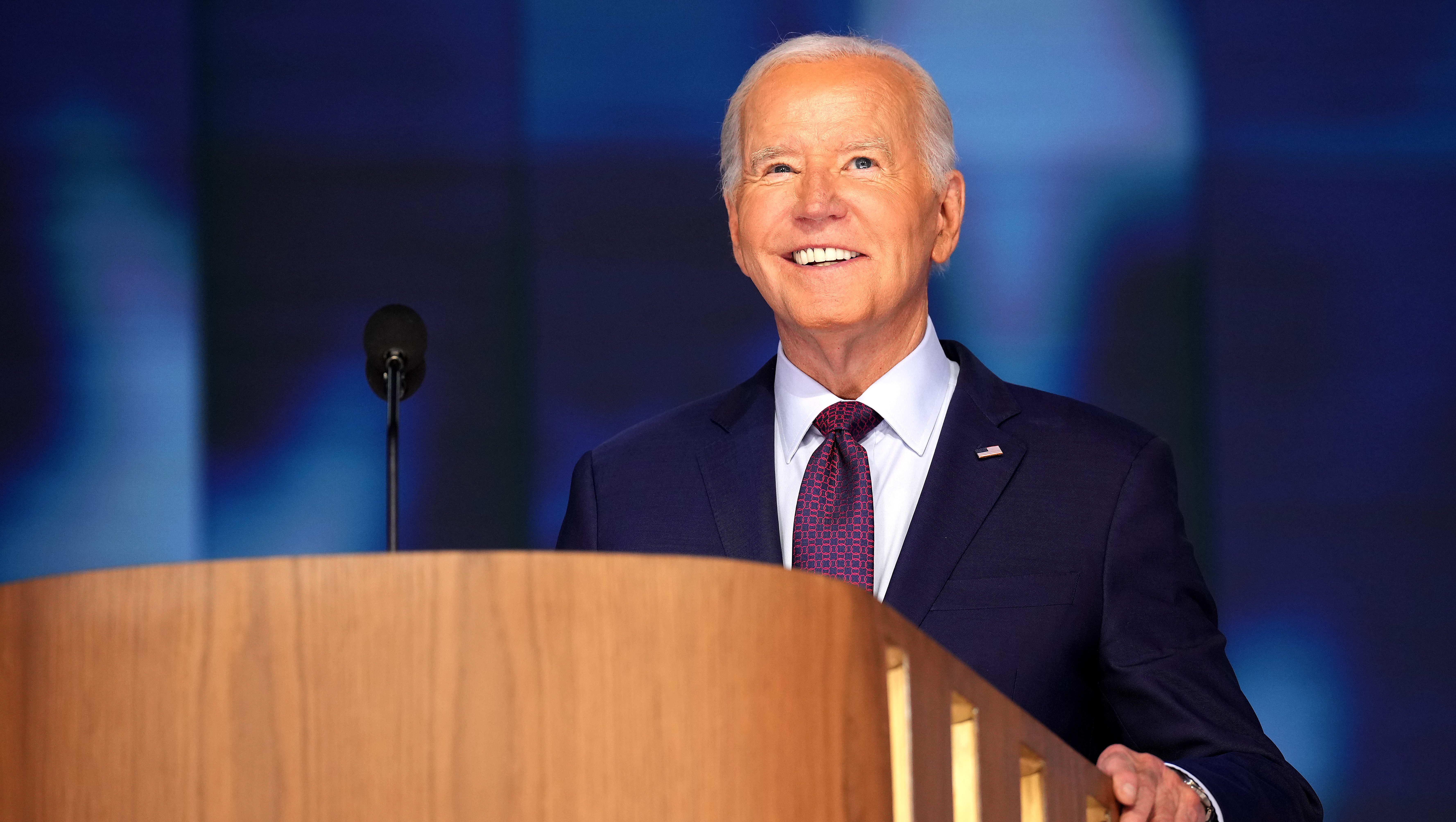 CHICAGO, ILLINOIS - AUGUST 19:  U.S. President Joe Biden participates in stage testing ahead of the start of the Democratic National Convention at the United Center on August 19, 2024 in Chicago, Illinois.  Delegates, politicians, and Democratic party supporters are in Chicago for the convention, concluding with current Vice President Kamala Harris accepting her party's presidential nomination. The DNC takes place from August 19-22. (Photo by Andrew Harnik/Getty Images)