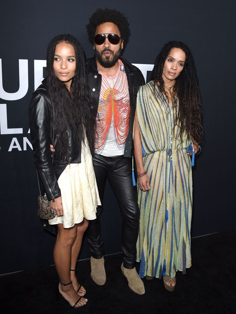 Zoe Kravitz, Lenny Kravitz and Lisa Bonet arrives at the SAINT LAURENT 