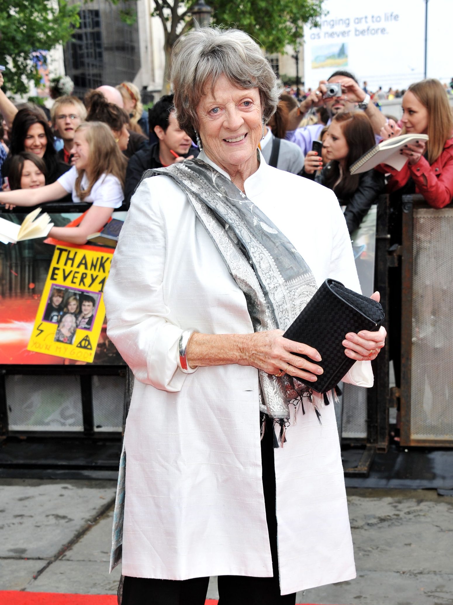 Maggie Smith attends the "Harry Potter And The Deathly Hallows Part 2" world premiere at Trafalgar Square on July 7, 2011 in London, England. (Photo by Jon Furniss/WireImage)