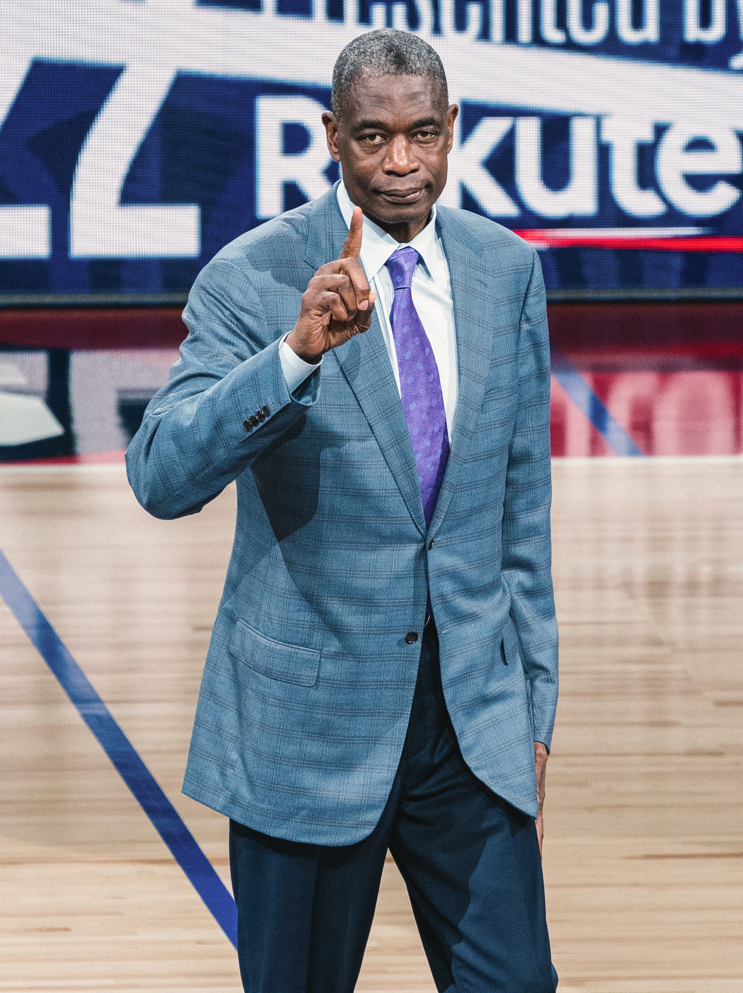 SAITAMA, JAPAN - OCTOBER 02: Former NBA Player Dikembe Mutombo embrace the fans as part of the 2022 NBA Japan Games  at Saitama Super Arena on October 02, 2022 in Saitama, Japan. (Photo by Clicks Images/Getty Images)