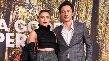 LONDON, ENGLAND - MARCH 08: Florence Pugh and Zach Braff arrive at the "A Good Person" UK Premiere at The Ham Yard Hotel on March 08, 2023 in London, England. (Photo by Jeff Spicer/Getty Images)